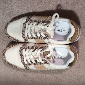 J. Crew White and Gold Sneakers Sporty Casual Style